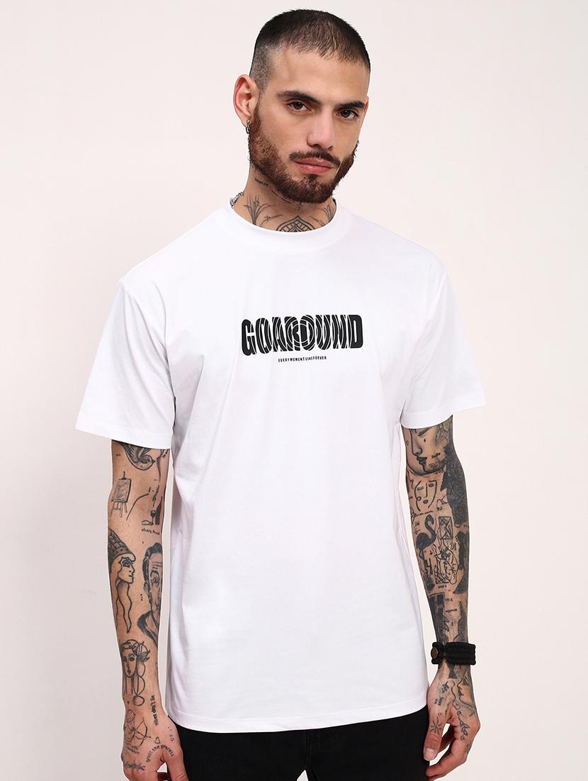 men chest print round neck t-shirt - 21696294 - Zoom Image - 0