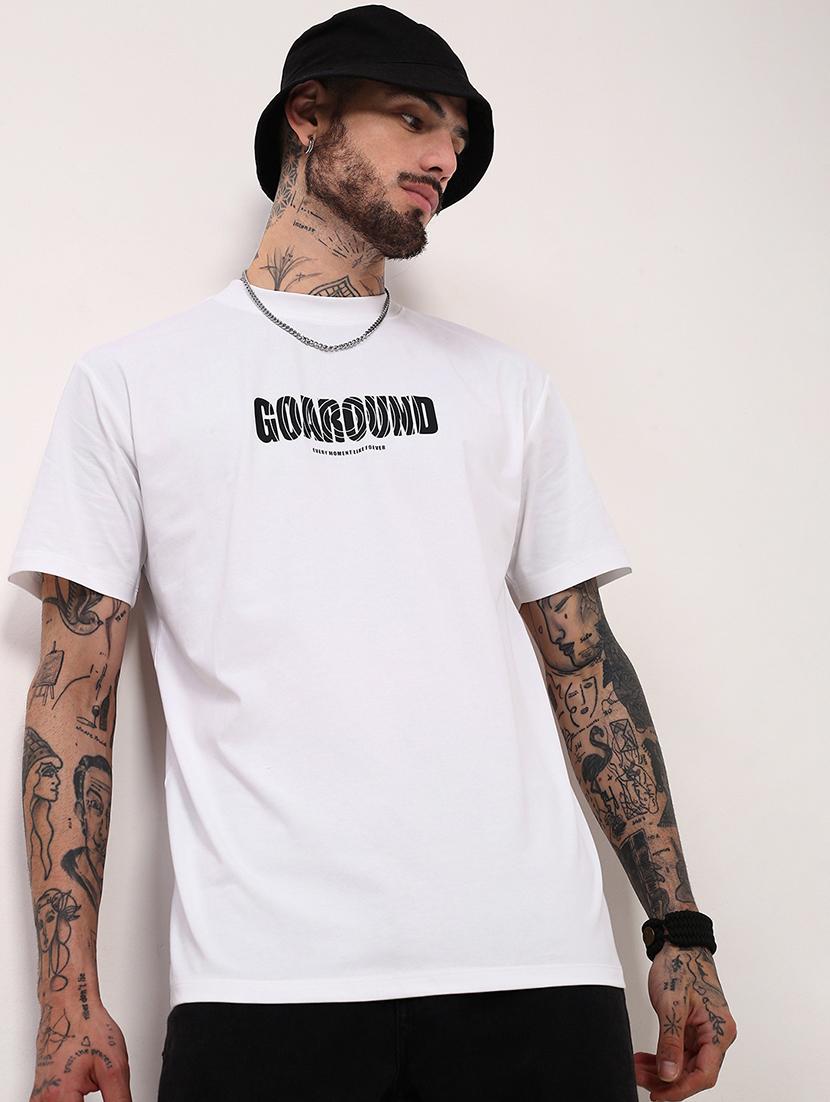 men chest print round neck t-shirt - 21696294 - Standard Image - 1