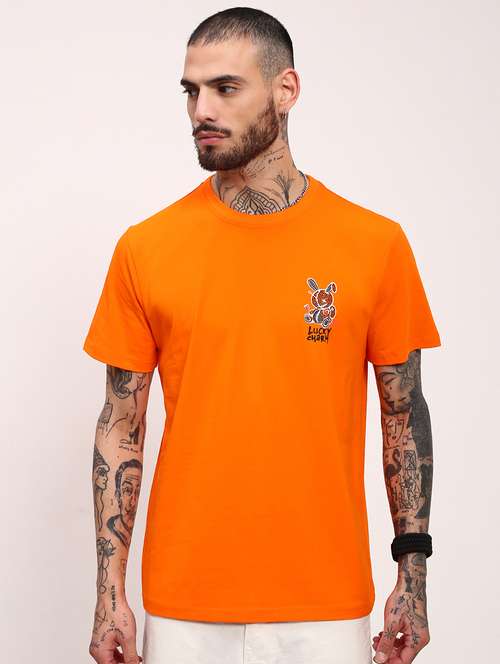 men placement print round neck t-shirt - 21696297 -  Standard Image - 0