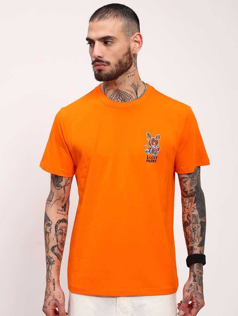 men placement print round neck t-shirt - 21696297 -  Zoom Image - 0