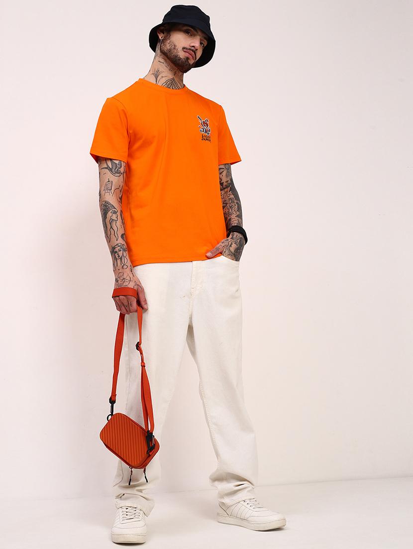 men placement print round neck t-shirt - 21696297 - Standard Image - 4