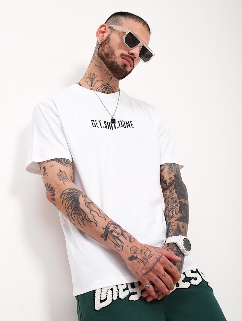 men chest print round neck slim fit t-shirt - 21696299 - Standard Image - 1