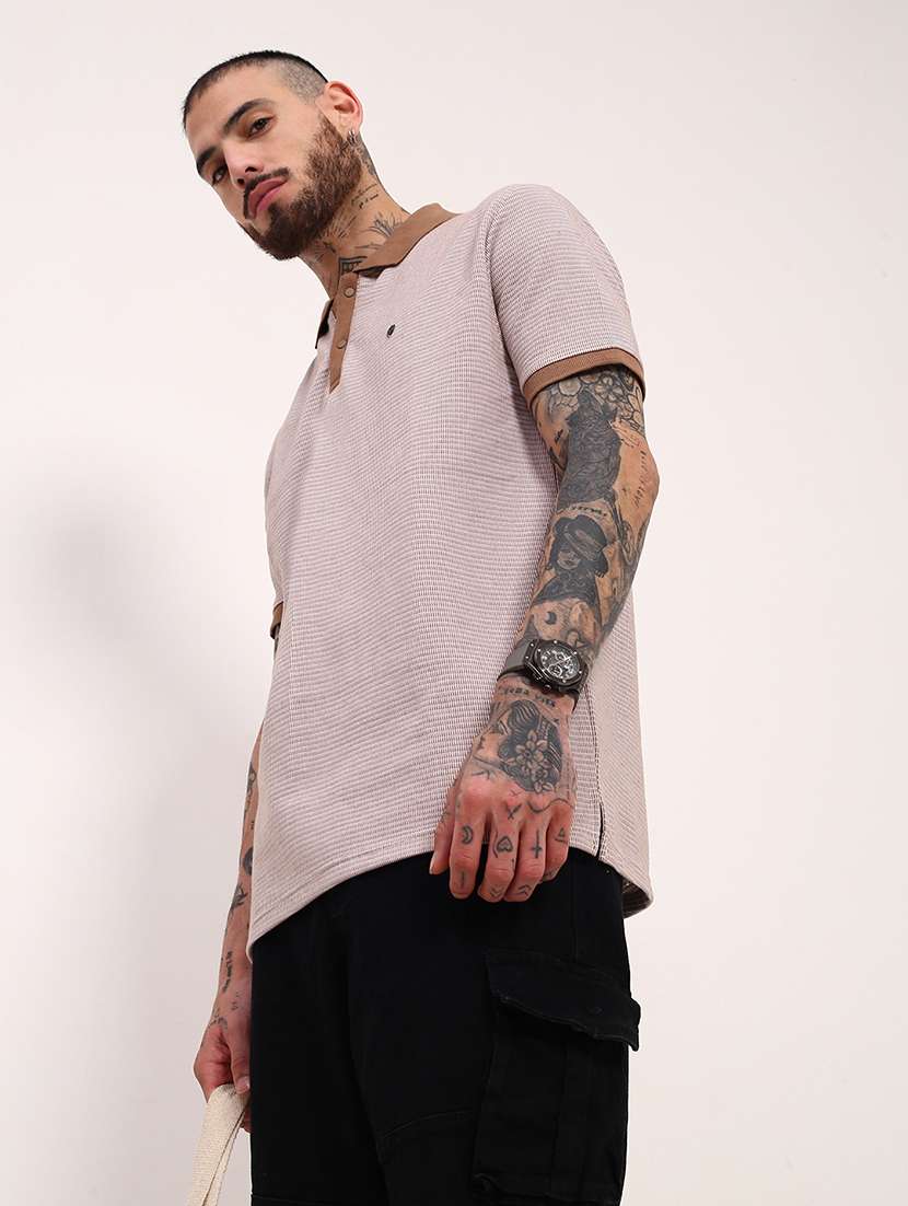 men self design short sleeve polo t-shirt - 21696305 -  Standard Image - 1