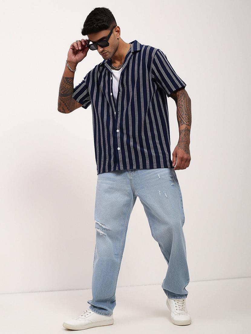 men striped short sleeves casual shirt - 21696316 - Standard Image - 4