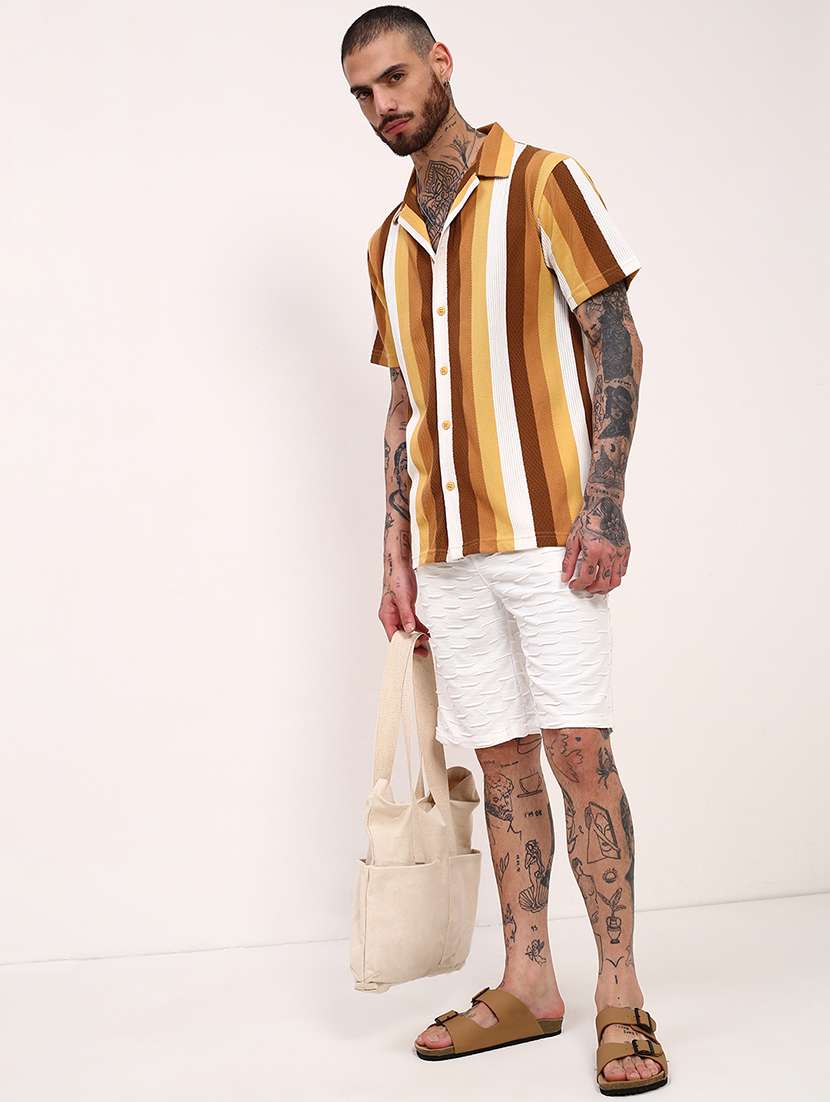men striped short sleeves casual shirt - 21696317 -  Standard Image - 4