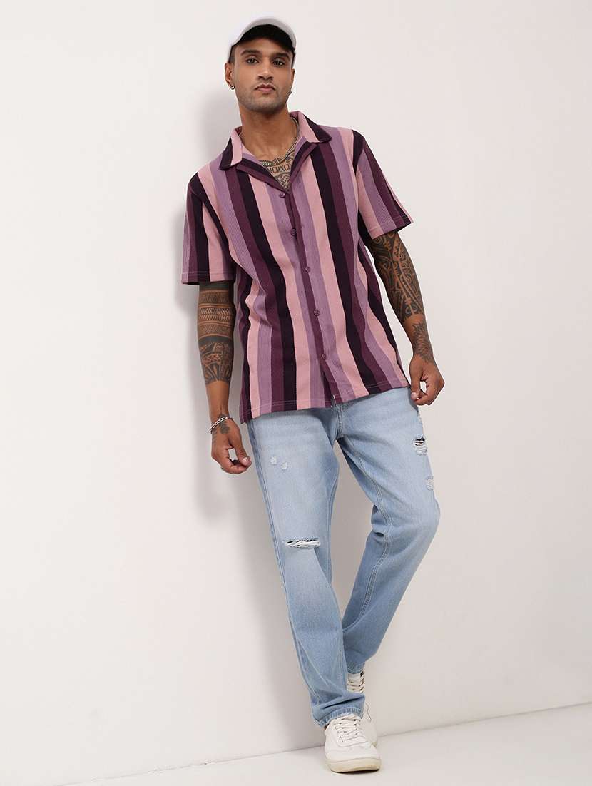 men striped short sleeves casual shirt - 21696318 -  Standard Image - 4