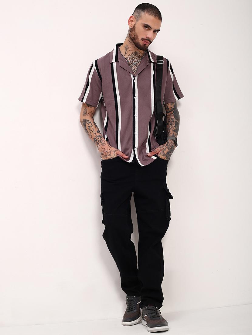 men striped short sleeves casual shirt - 21696324 - Standard Image - 4