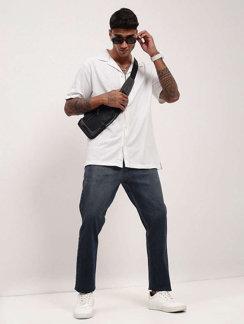 men solid short sleeves casual shirt - 21696331 -  Standard Image - 4