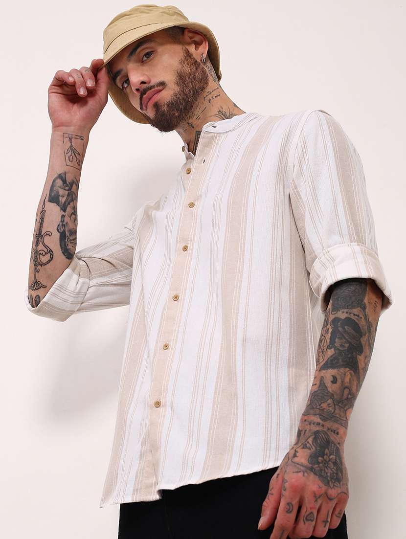 men striped long sleeves casual shirt - 21696336 -  Standard Image - 1