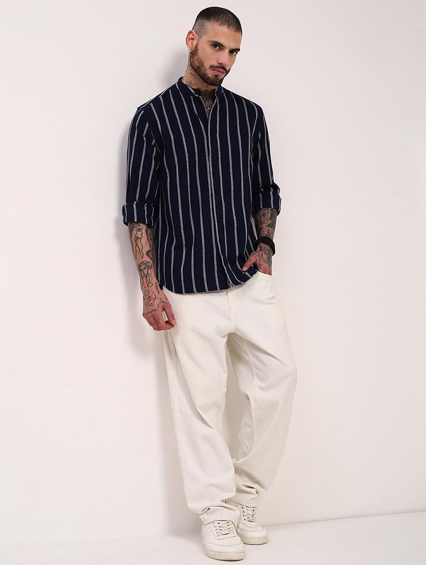 men striped long sleeves casual shirt - 21696338 - Standard Image - 4