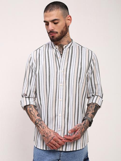 men striped long sleeves casual shirt - 21696339 - Standard Image - 0