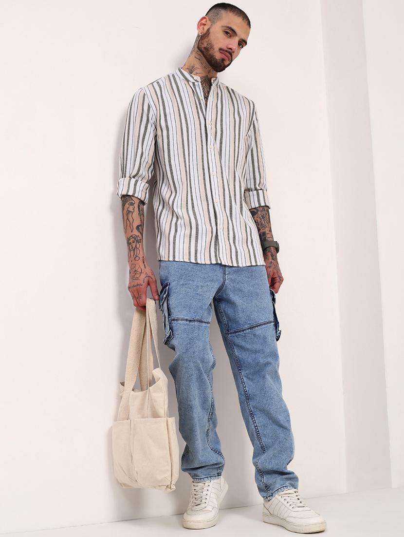 men striped long sleeves casual shirt - 21696339 - Standard Image - 4
