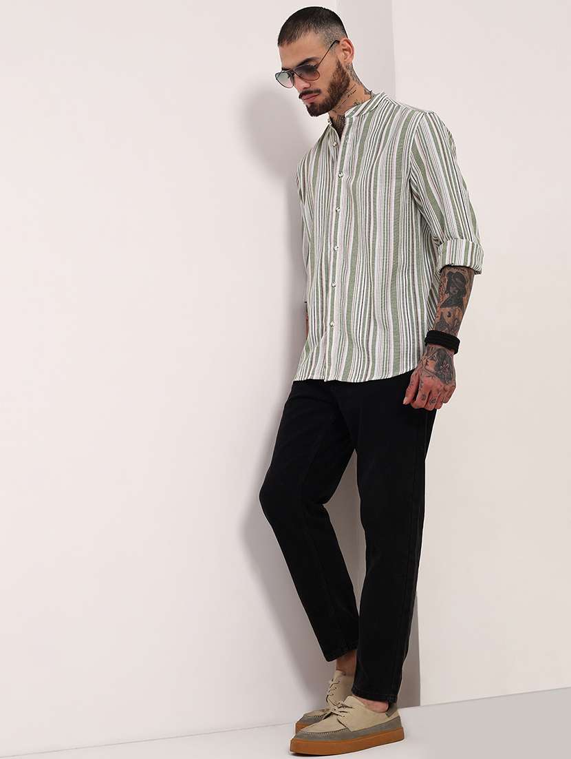 men striped long sleeves casual shirt - 21696340 - Standard Image - 4