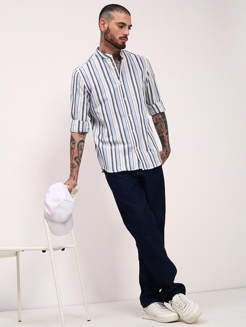 men striped long sleeves casual shirt - 21696343 - Standard Image - 4