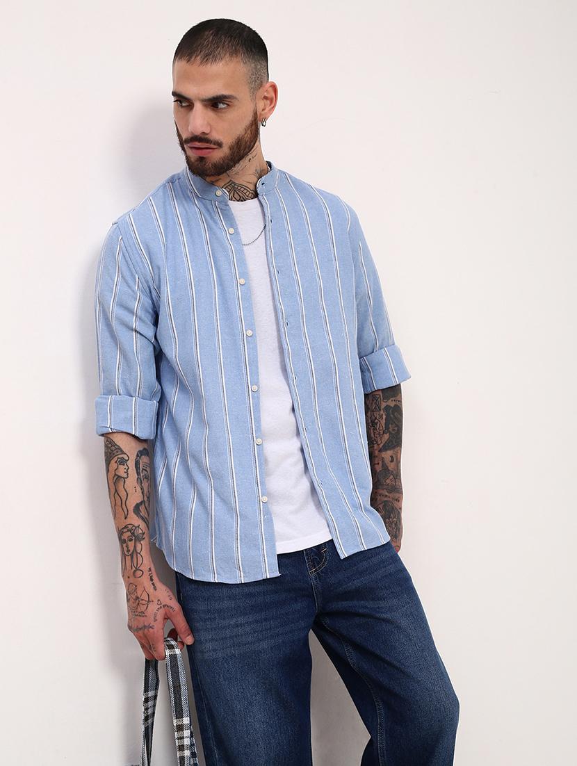 men striped long sleeves casual shirt - 21696345 - Standard Image - 1