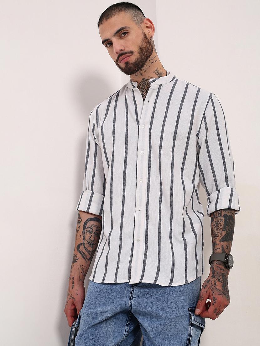 men striped long sleeves casual shirt - 21696347 - Standard Image - 1