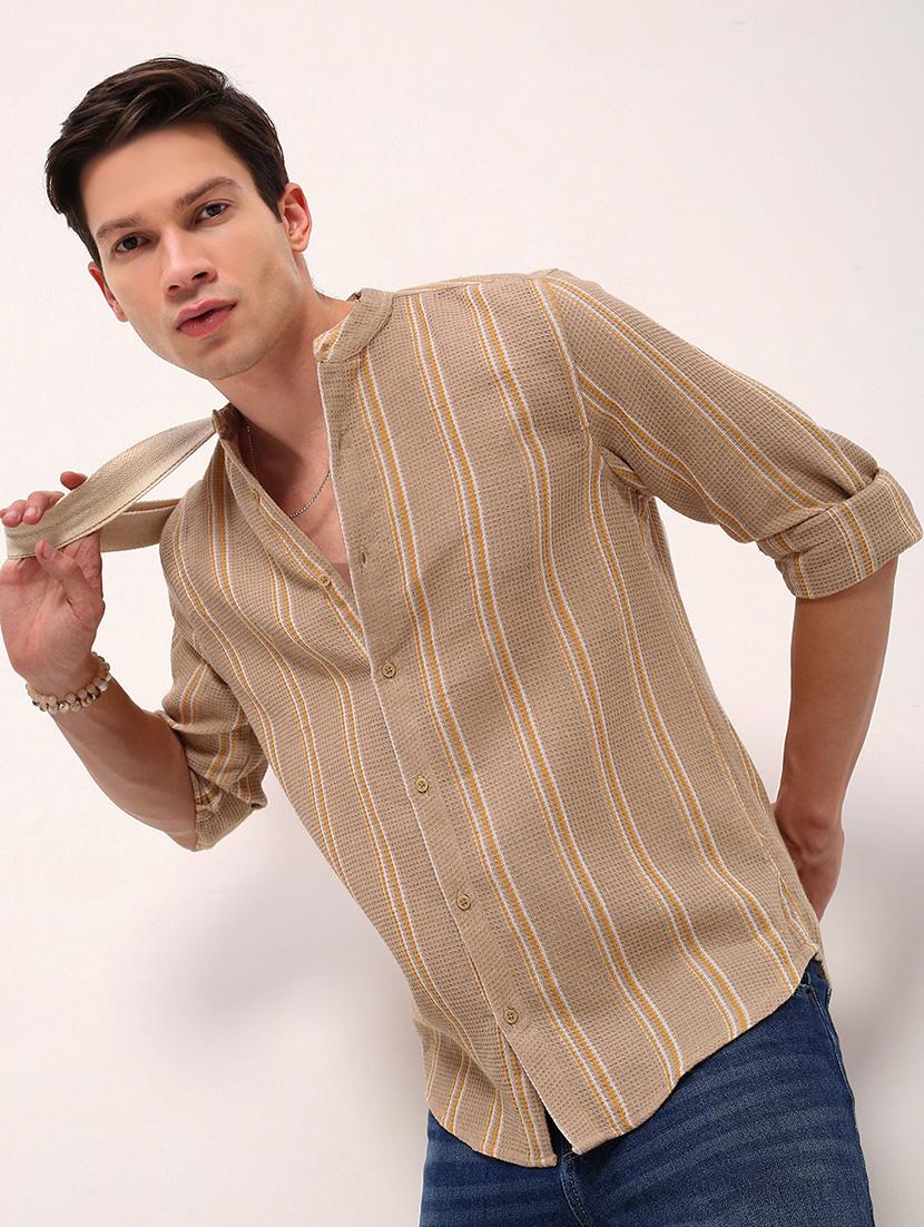 men striped long sleeves casual shirt - 21696350 -  Standard Image - 1