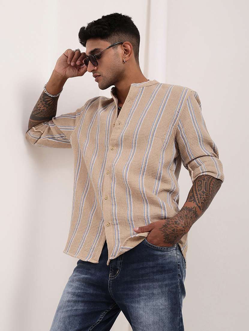 men striped long sleeves casual shirt - 21696355 -  Standard Image - 1