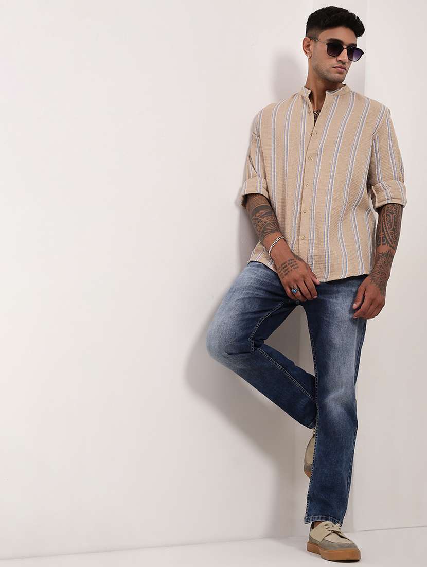 men striped long sleeves casual shirt - 21696355 -  Standard Image - 4
