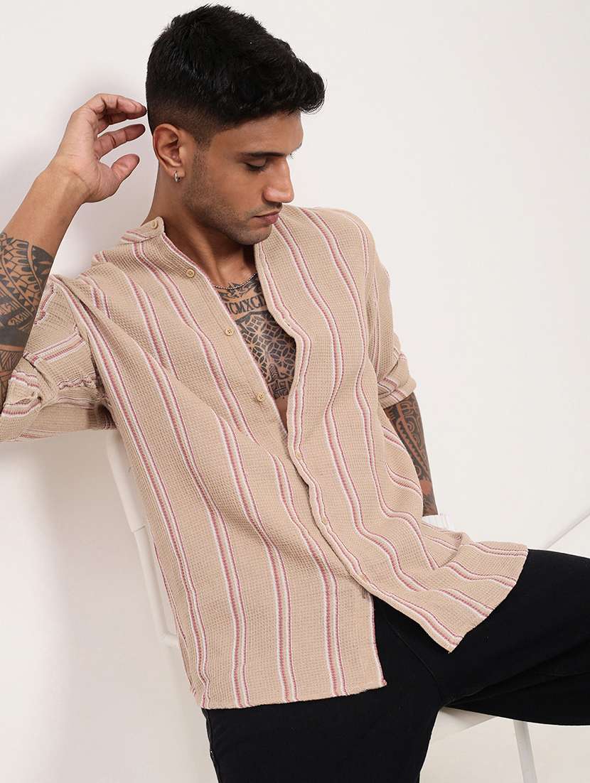 men striped long sleeves casual shirt - 21696356 -  Standard Image - 1