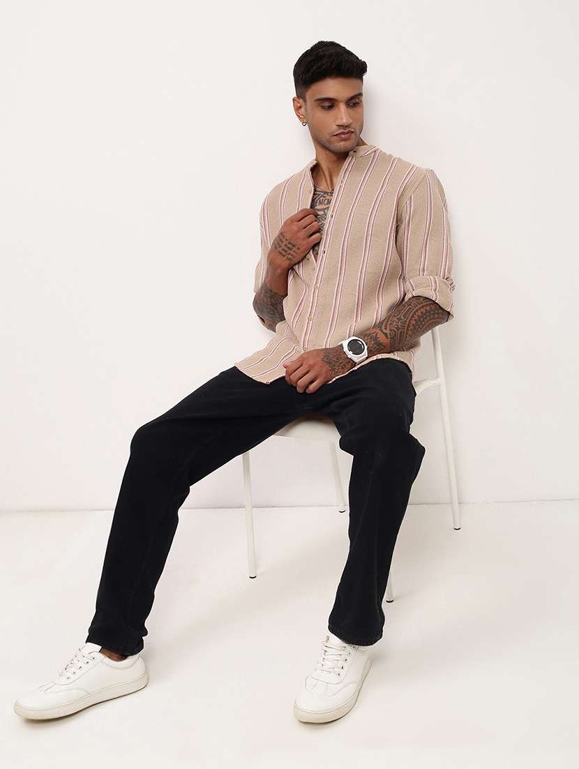 men striped long sleeves casual shirt - 21696356 -  Standard Image - 4