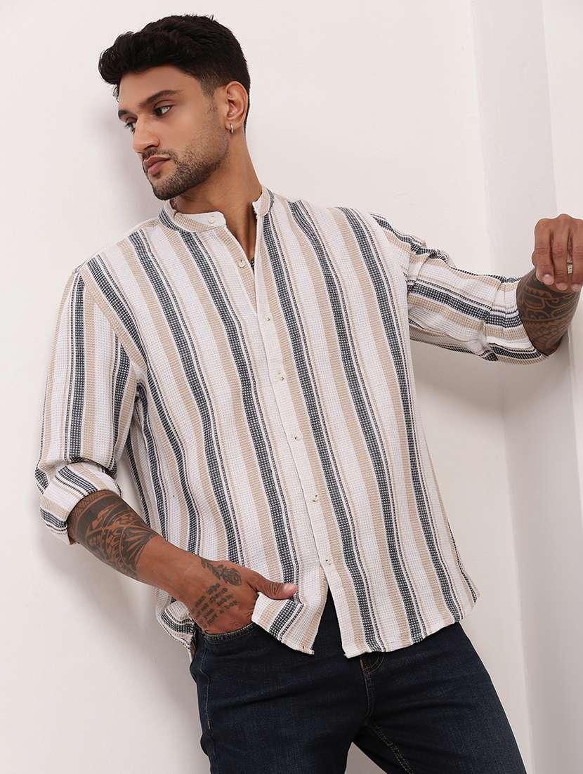 men striped long sleeves casual shirt - 21696357 -  Standard Image - 1