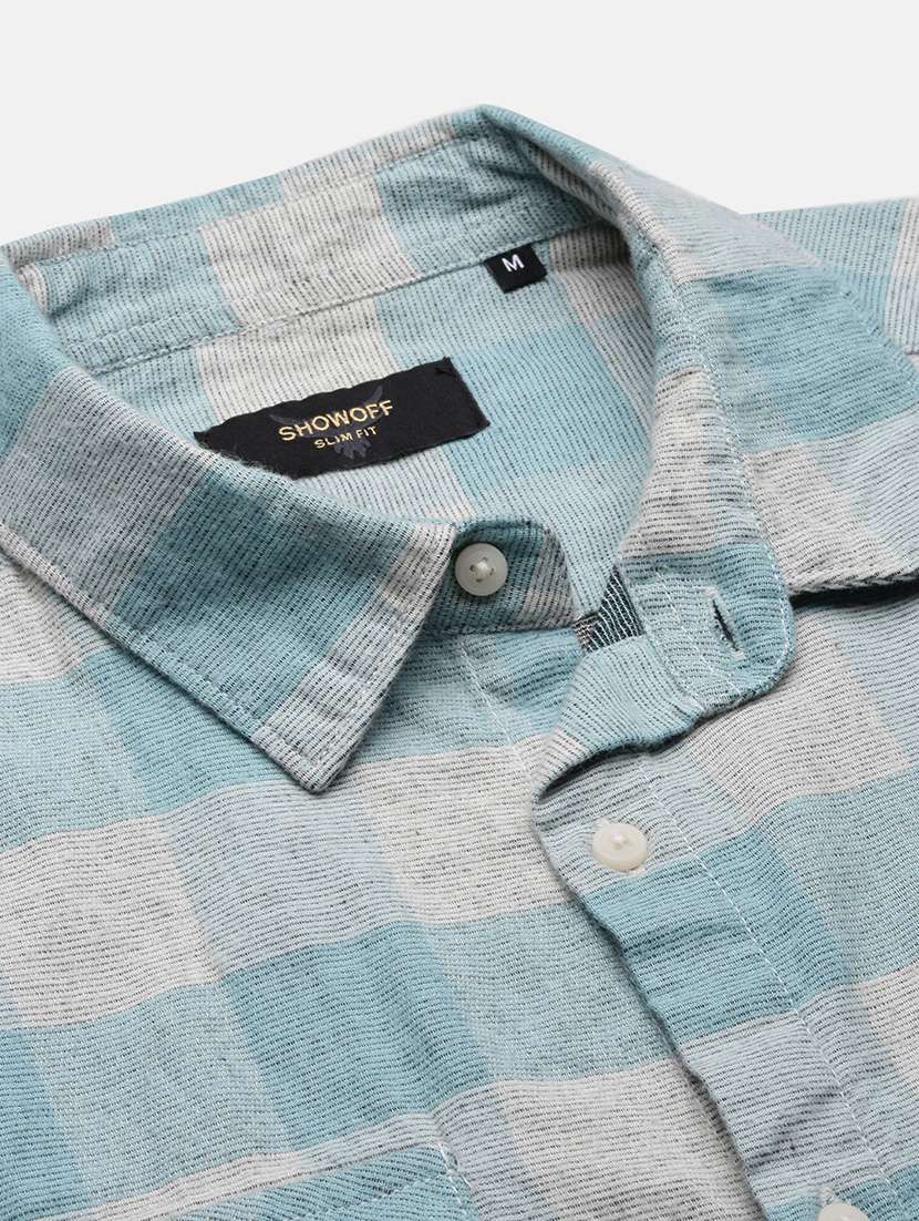 men checkered long sleeves double pockets casual shirt - 21696361 -  Standard Image - 6