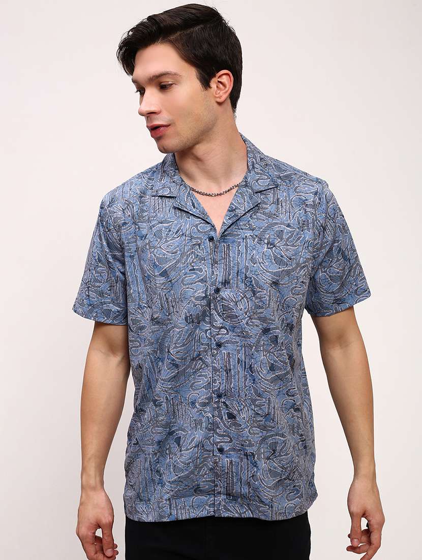 men printed short sleeves casual shirt - 21696371 - Zoom Image - 0