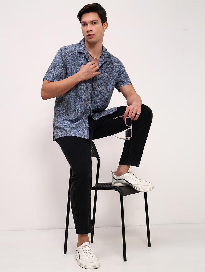 men printed short sleeves casual shirt - 21696371 - Standard Image - 4