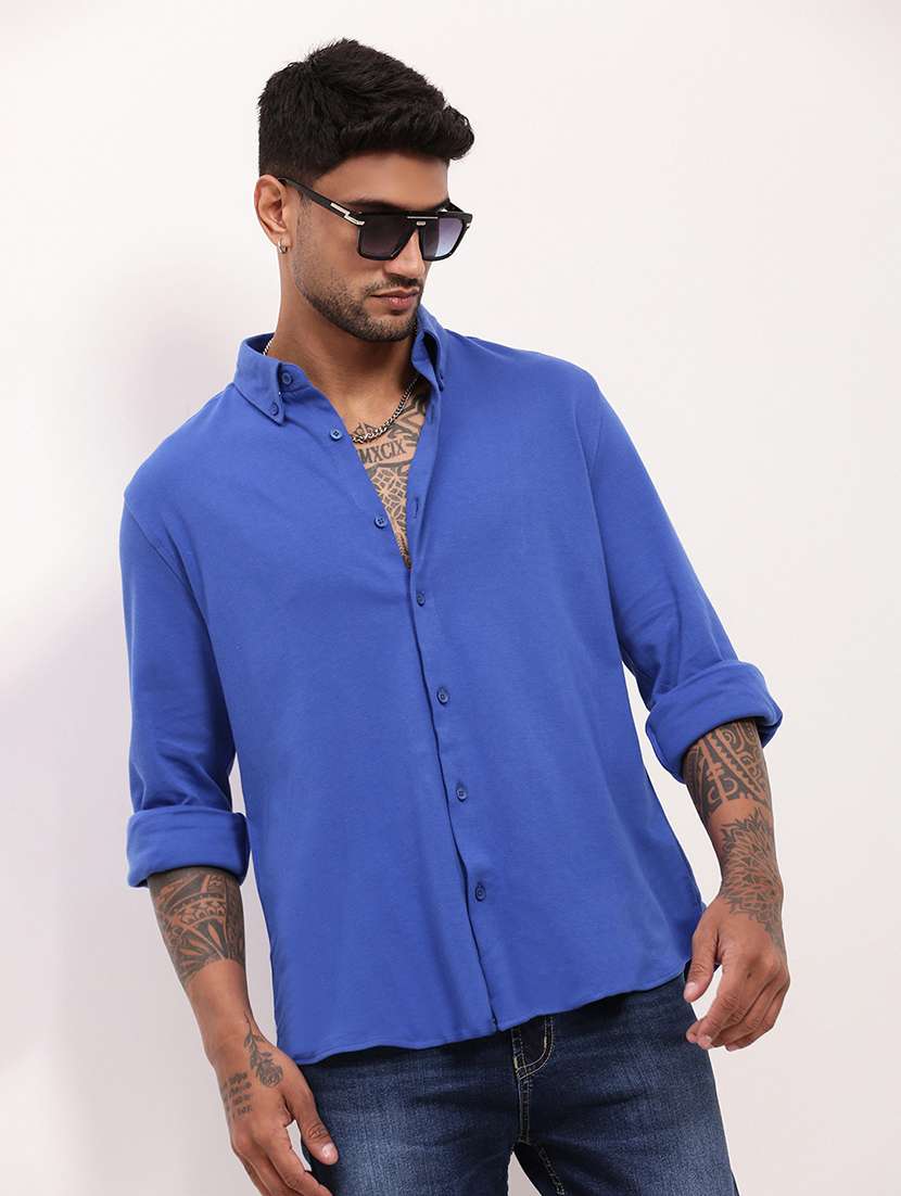 men solid long sleeves casual shirt - 21696382 -  Standard Image - 1
