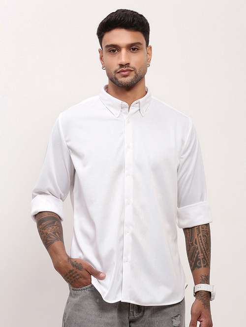 men solid long sleeves casual shirt - 21696383 - Standard Image - 0