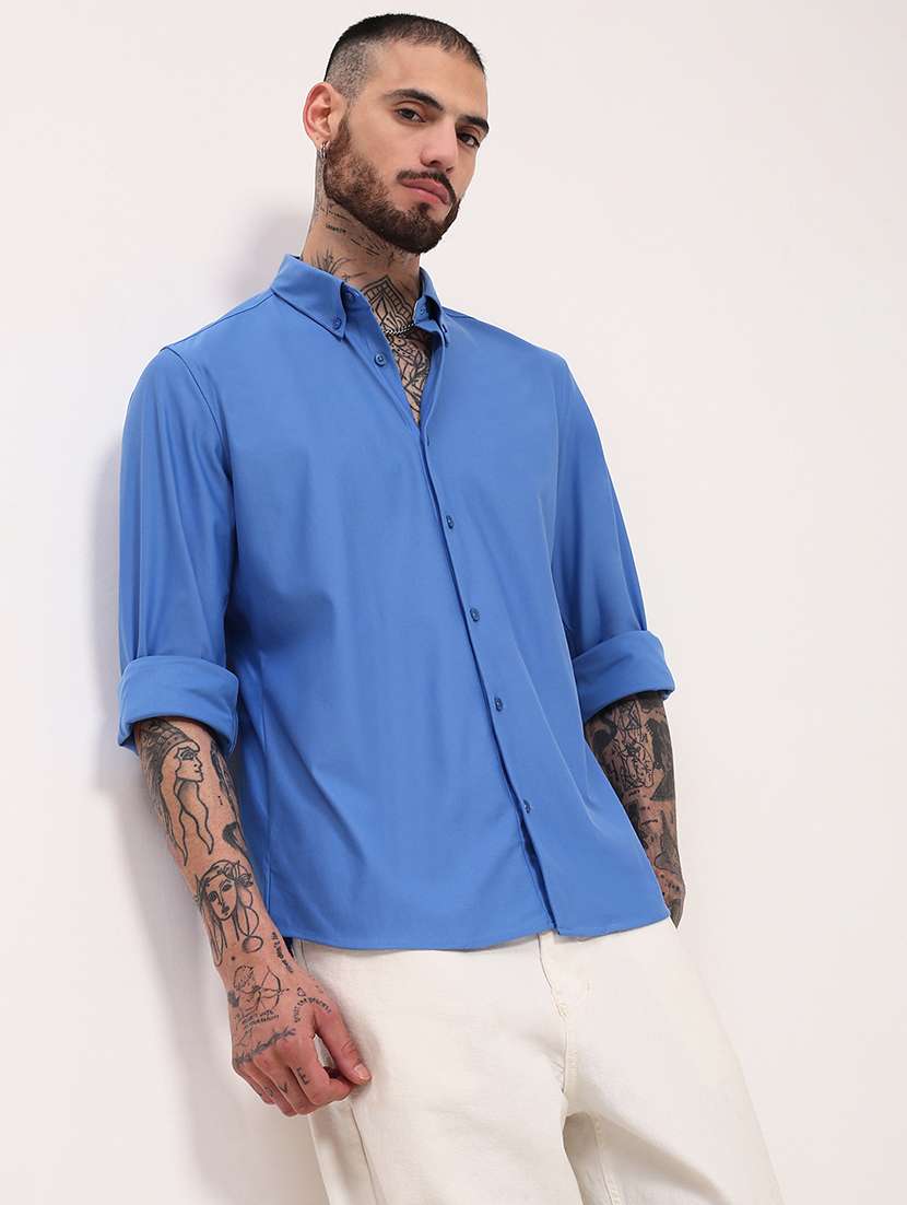 men solid long sleeves casual shirt - 21696386 -  Standard Image - 1