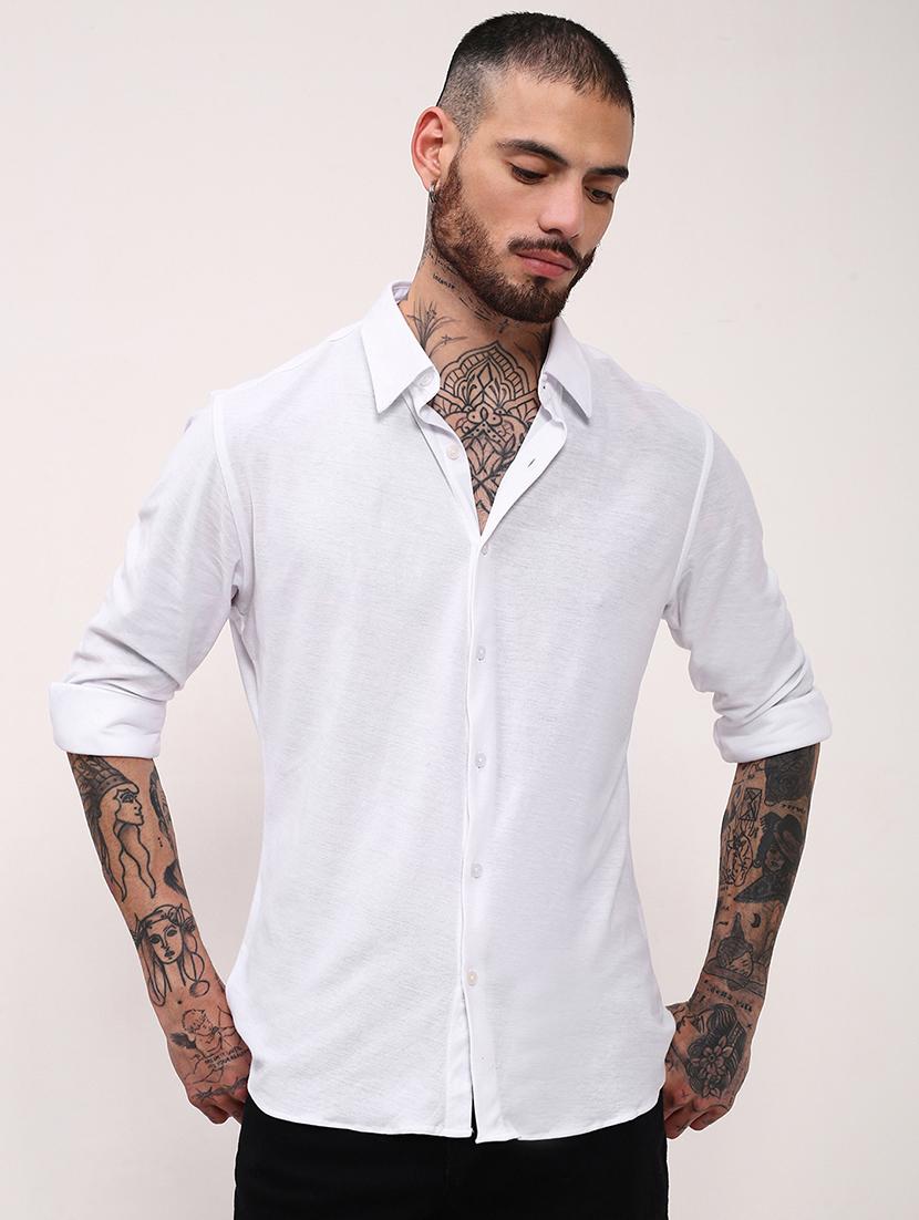 men solid long sleeves casual shirt