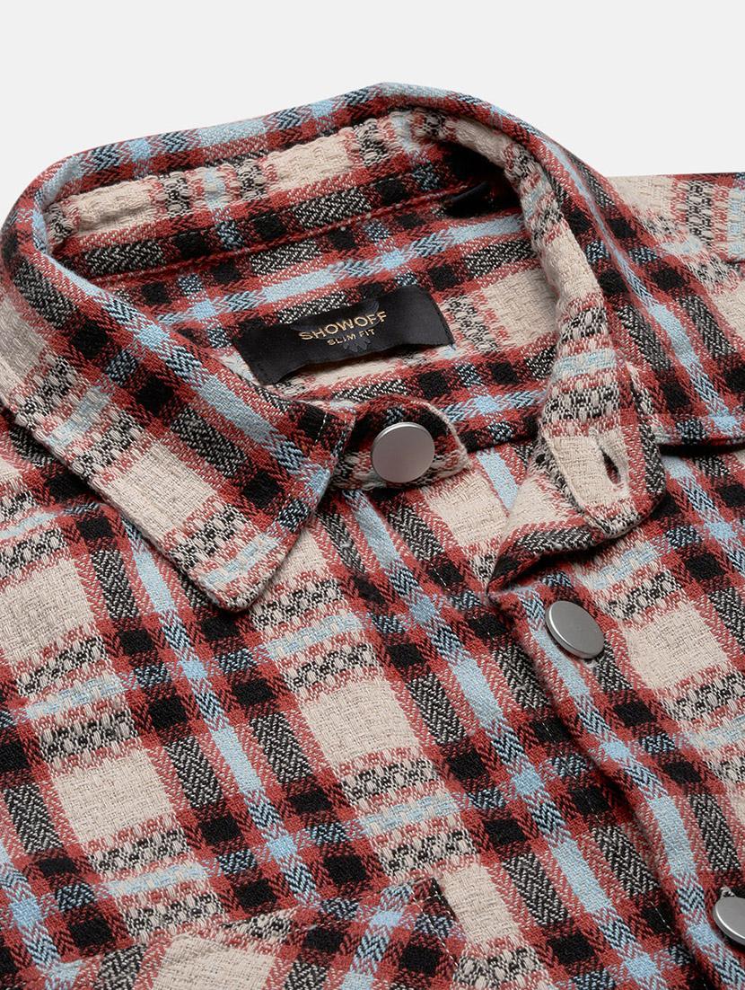 men checkered long sleeve double pockets casual shirt - 21696390 - Standard Image - 6