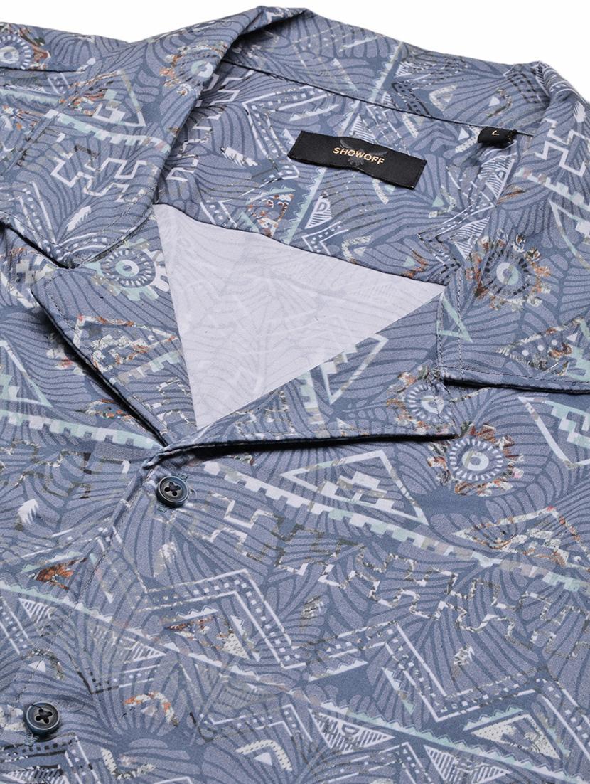 men geometric printed short sleeves casual shirt - 21696391 - Standard Image - 6