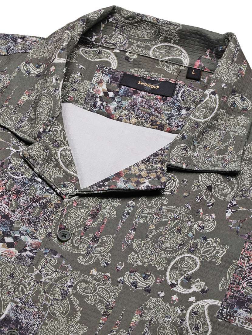 men paisley printed short sleeves casual shirt - 21696395 -  Standard Image - 6