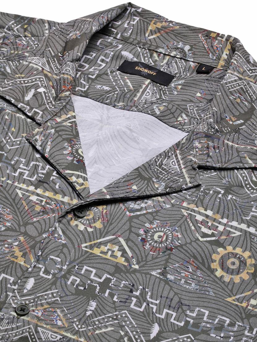 men geometric printed short sleeves casual shirt - 21696397 - Standard Image - 6