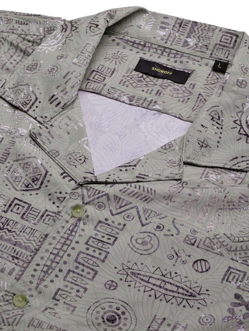 men geometric printed short sleeves casual shirt - 21696399 -  Standard Image - 6