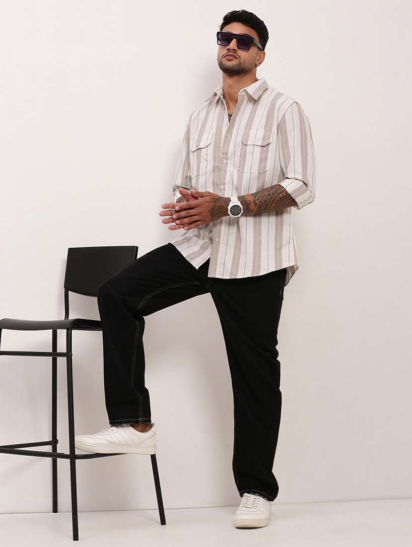 men striped long sleeves casual shirt - 21696401 - Standard Image - 4