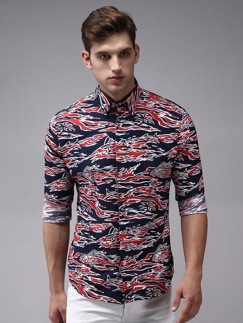 men abstract printed long sleeves casual shirt - 21696402 -  Standard Image - 0