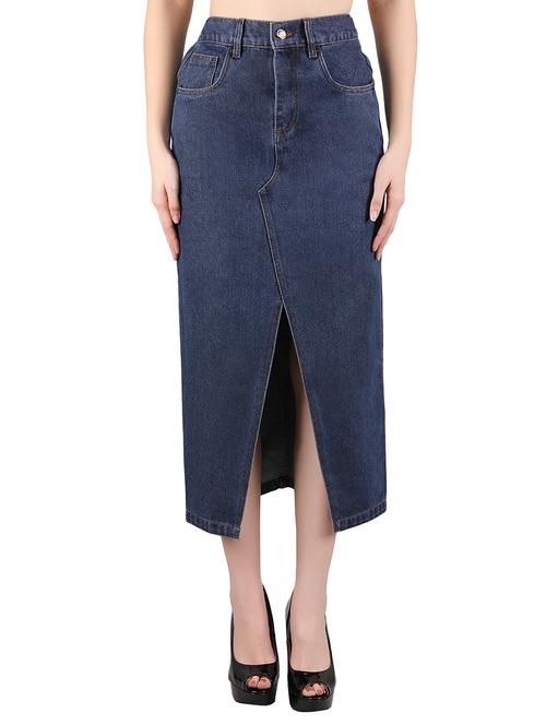 women solid high rise denim skirt - 21696449 -  Standard Image - 0
