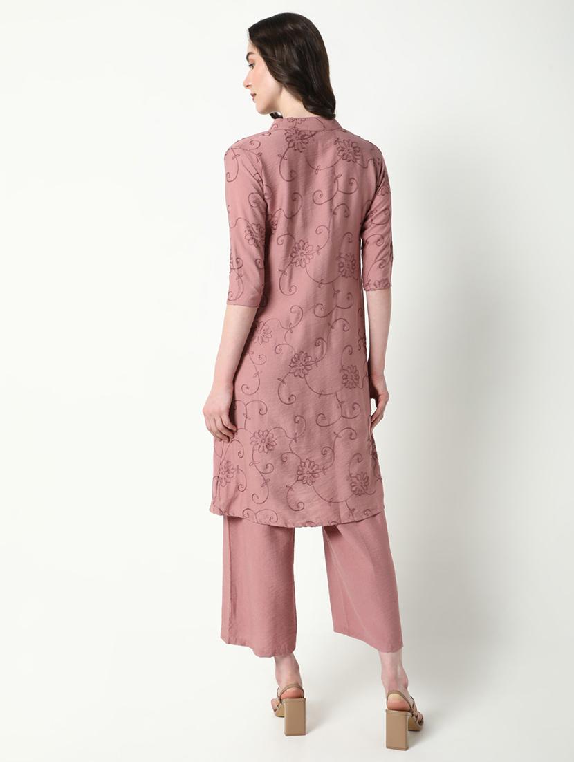 women mauve solid full leg jumpsuit with shrug - 21696471 - Standard Image - 6