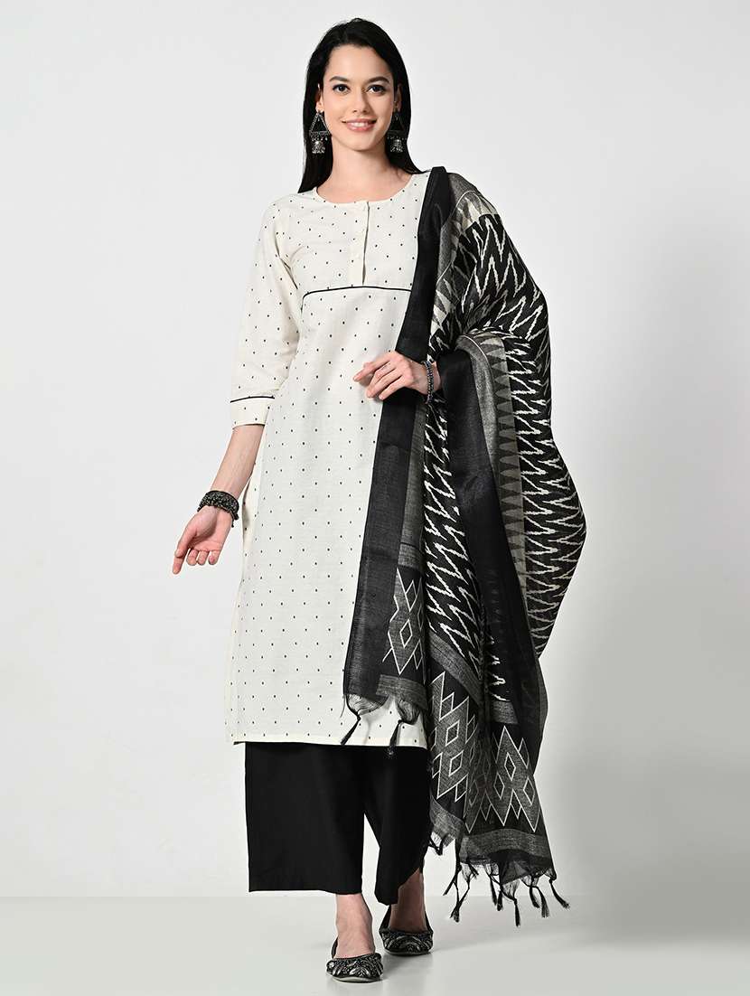 women self design kurta palazzo set with dupatta