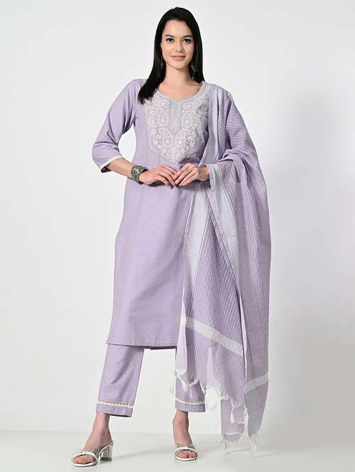 women embroidered kurta pant set with duaptta - 21696491 -  Standard Image - 0