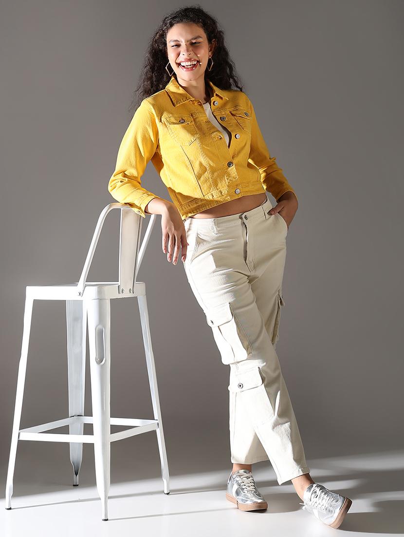 women solid denim summer jacket - 21696495 - Standard Image - 4