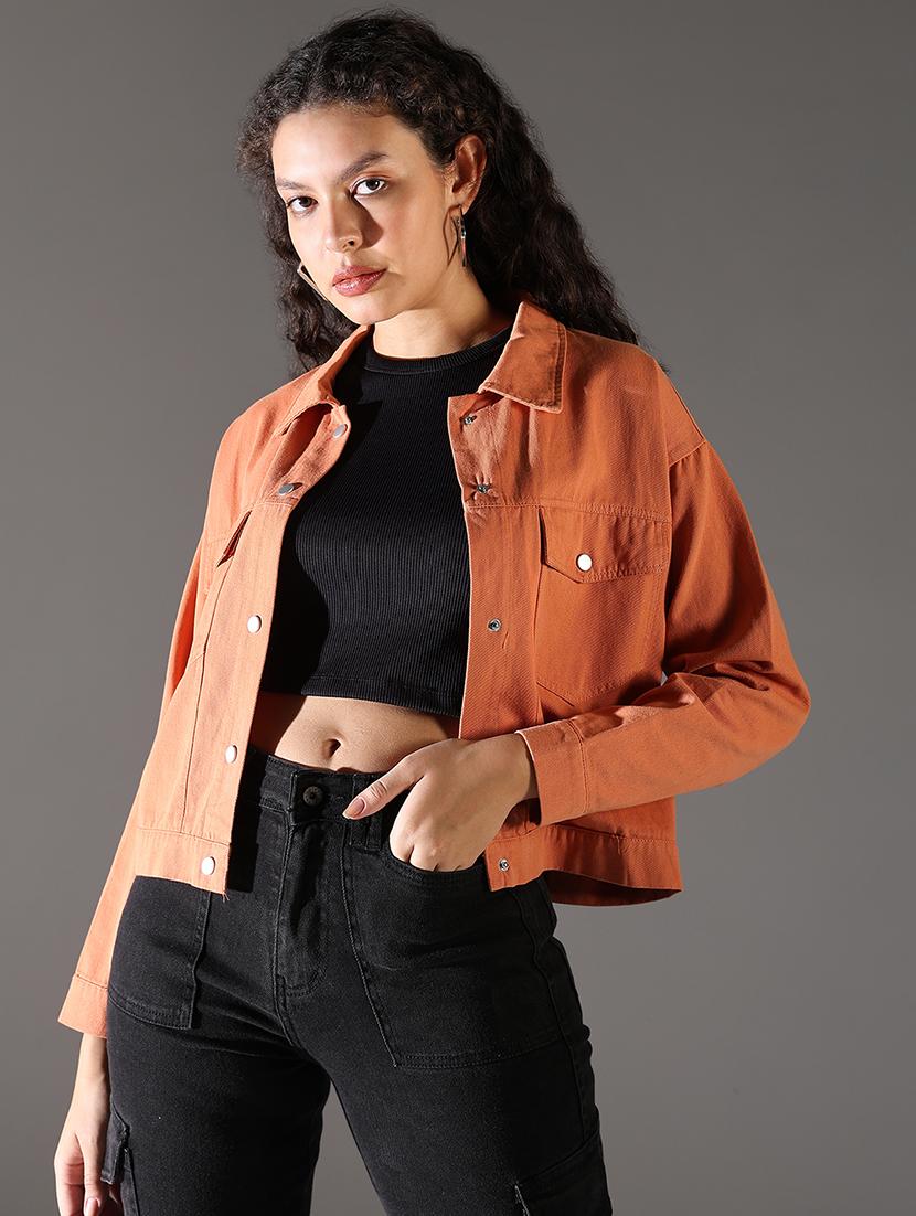 women solid denim summer jacket - 21696497 -  Standard Image - 1
