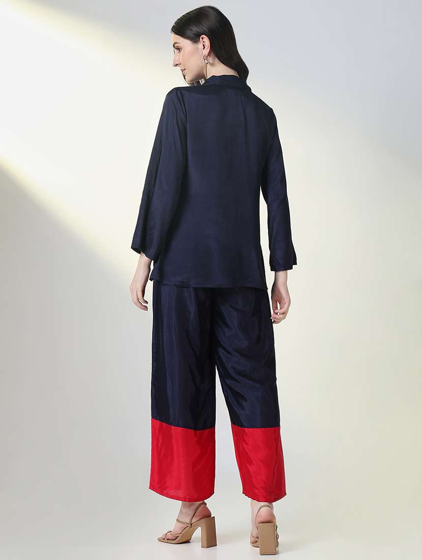 women navy blue top and palazzo co-ords set - 21696504 -  Standard Image - 4