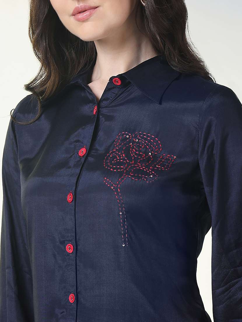 women navy blue top and palazzo co-ords set - 21696504 -  Standard Image - 6