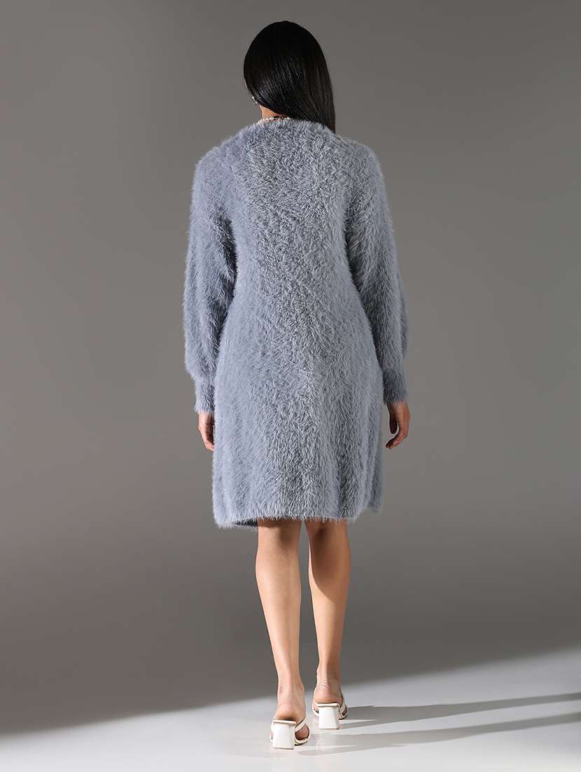 women grey solid long sleeve shrug - 21696512 -  Standard Image - 4