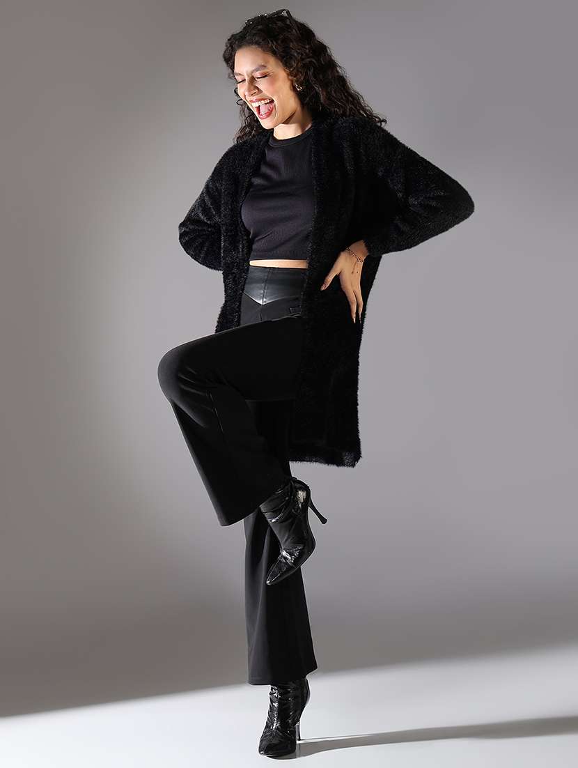 women black solid long sleeve shrug - 21696515 -  Standard Image - 4